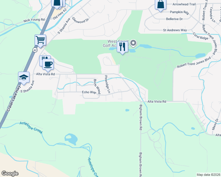 map of restaurants, bars, coffee shops, grocery stores, and more near 21 Falling Leaf Lane in Eagle Point