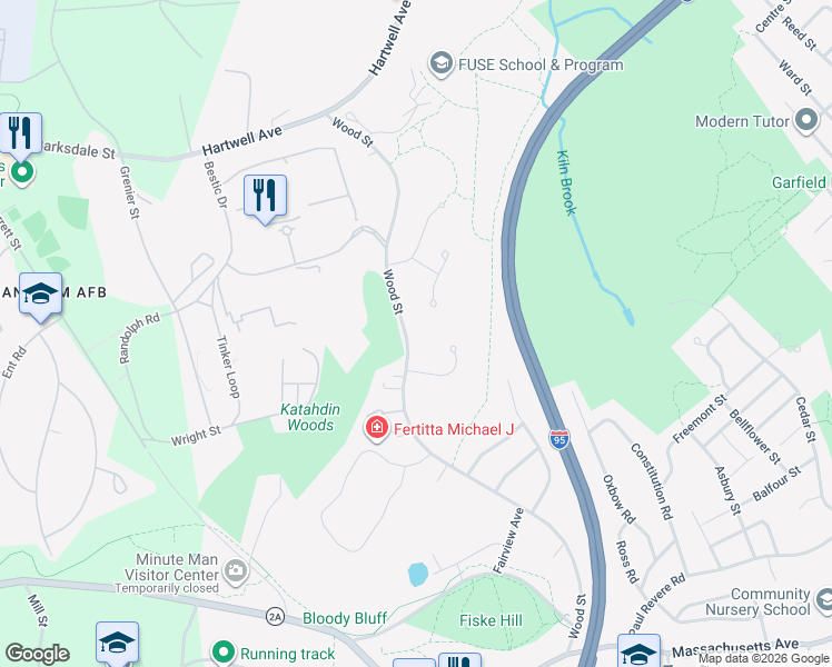 map of restaurants, bars, coffee shops, grocery stores, and more near 189 Wood Street in Lexington