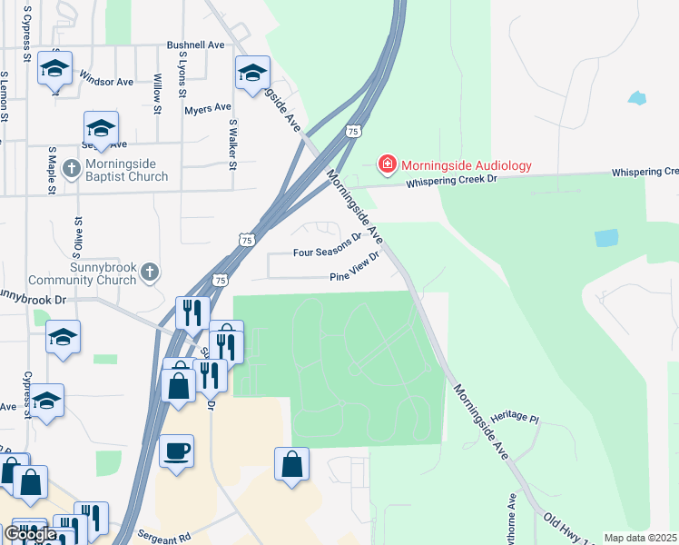 map of restaurants, bars, coffee shops, grocery stores, and more near 6013 Pine View Drive in Sioux City