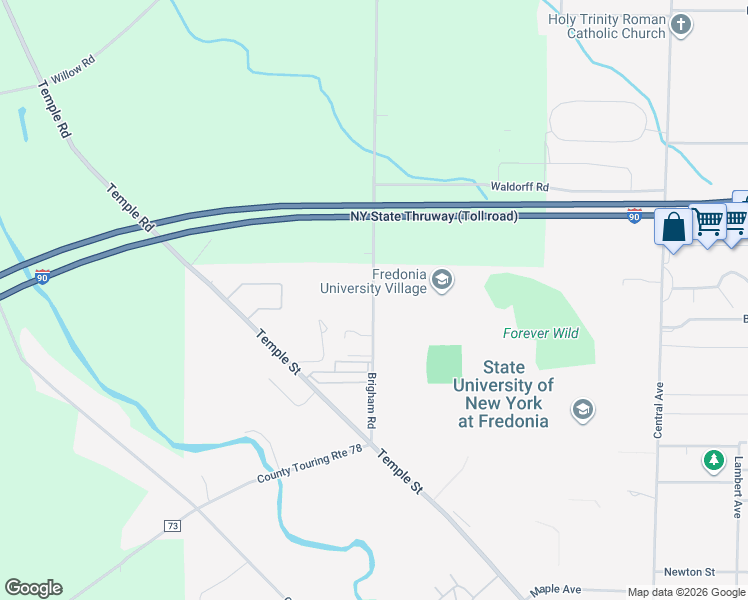 map of restaurants, bars, coffee shops, grocery stores, and more near 92 Brigham Road in Fredonia