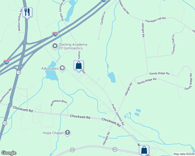 map of restaurants, bars, coffee shops, grocery stores, and more near 6 Lindas Way in Sterling