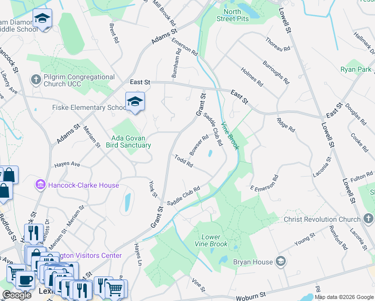 map of restaurants, bars, coffee shops, grocery stores, and more near 3 Bowser Road in Lexington