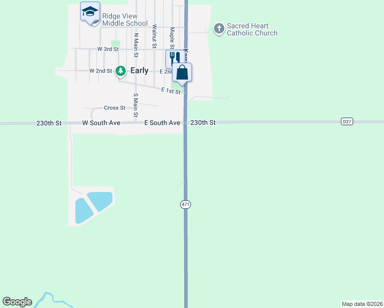 map of restaurants, bars, coffee shops, grocery stores, and more near 2300-2334 U.S. 71 in Early