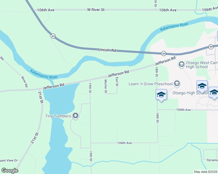 map of restaurants, bars, coffee shops, grocery stores, and more near 480 Morter Street in Otsego