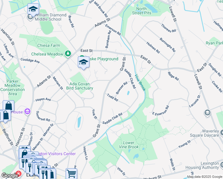 map of restaurants, bars, coffee shops, grocery stores, and more near 161 Grant Street in Lexington