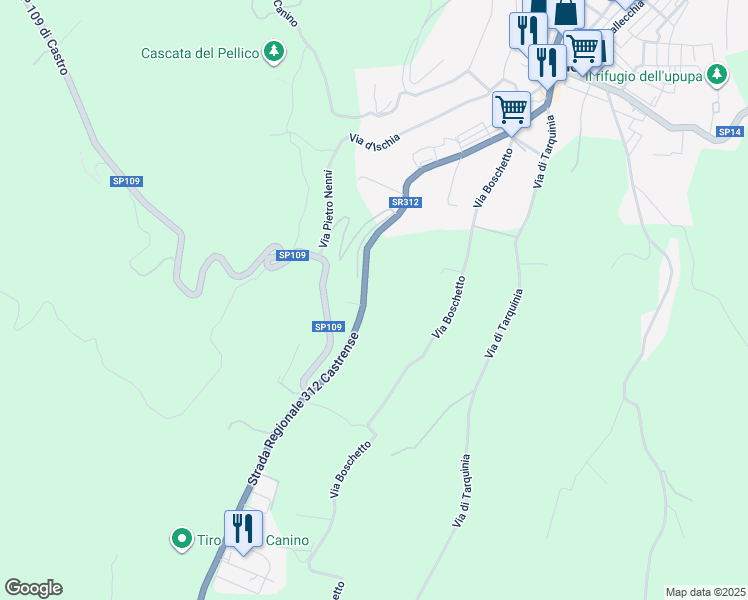 map of restaurants, bars, coffee shops, grocery stores, and more near in Province of Viterbo