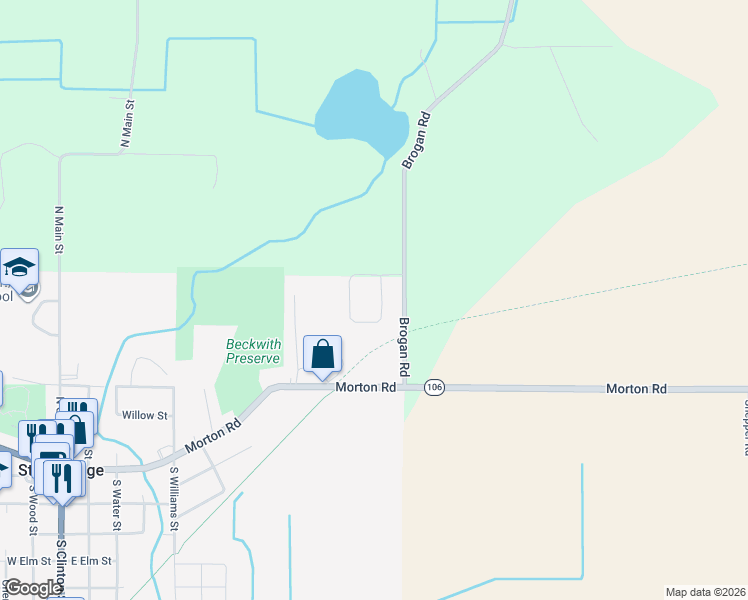 map of restaurants, bars, coffee shops, grocery stores, and more near 1240 Brogan Road in Stockbridge