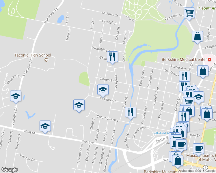 map of restaurants, bars, coffee shops, grocery stores, and more near 4 Taubert Avenue in Pittsfield