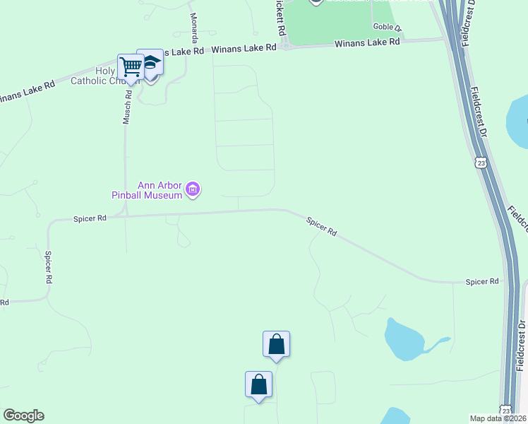 map of restaurants, bars, coffee shops, grocery stores, and more near 9150 Spicer Road in Brighton