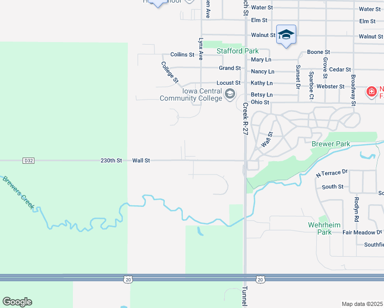 map of restaurants, bars, coffee shops, grocery stores, and more near 1401 Wall Street in Webster City