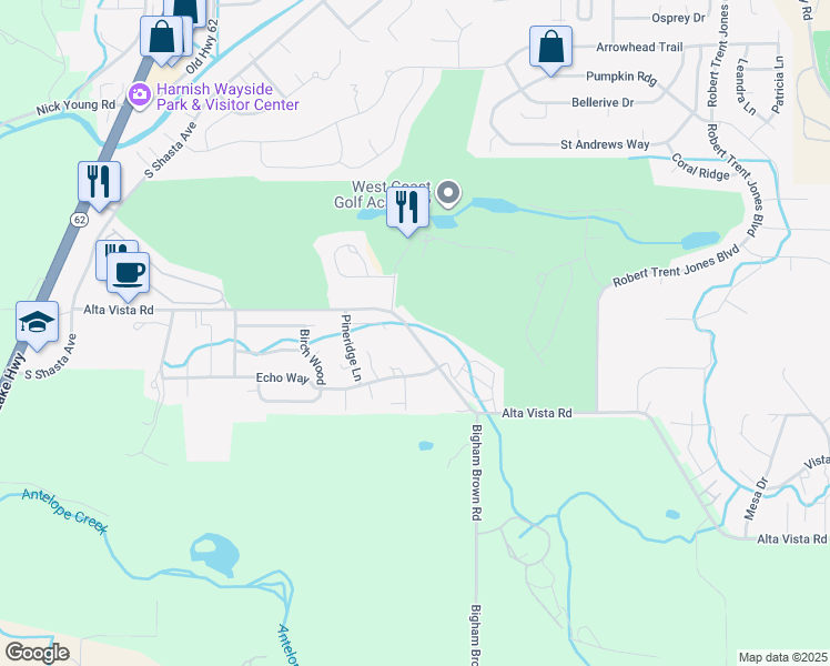 map of restaurants, bars, coffee shops, grocery stores, and more near 775 Alta Vista Road in Eagle Point
