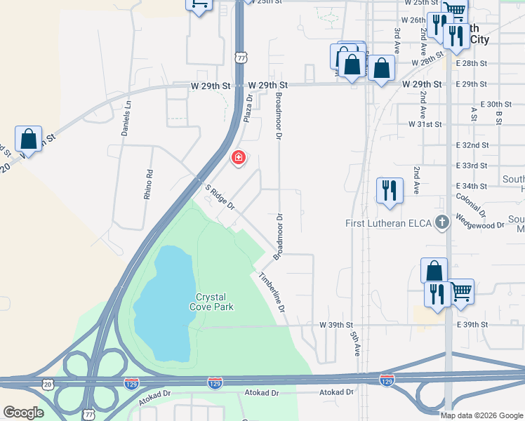 map of restaurants, bars, coffee shops, grocery stores, and more near 113 Parkview Drive in South Sioux City