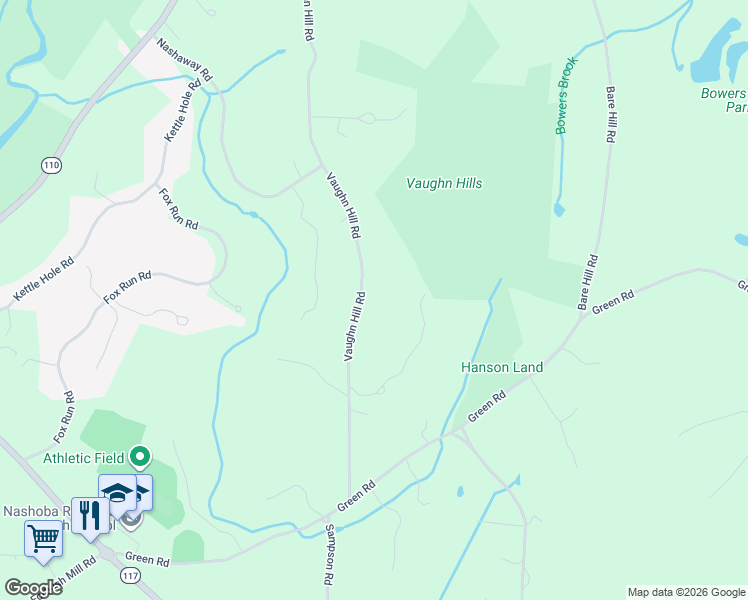 map of restaurants, bars, coffee shops, grocery stores, and more near 98 Vaughn Hill Road in Bolton