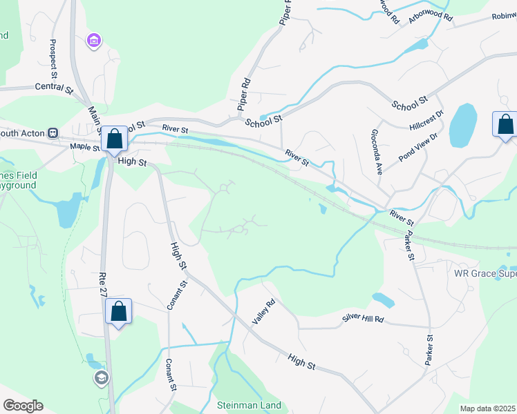map of restaurants, bars, coffee shops, grocery stores, and more near 40 Brewster Lane in Acton