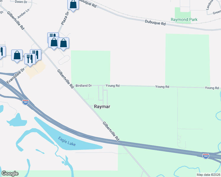 map of restaurants, bars, coffee shops, grocery stores, and more near 4900-5006 Young Rd in Waterloo