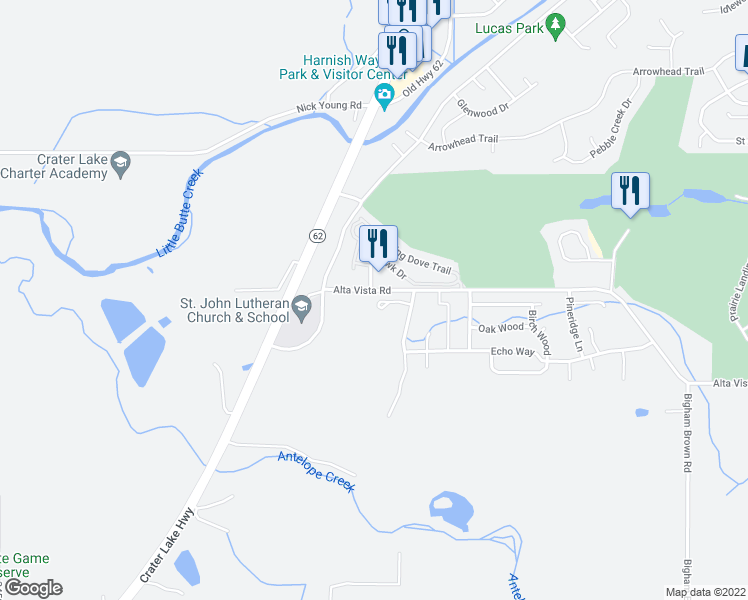 map of restaurants, bars, coffee shops, grocery stores, and more near 144 Greenview Drive in Eagle Point