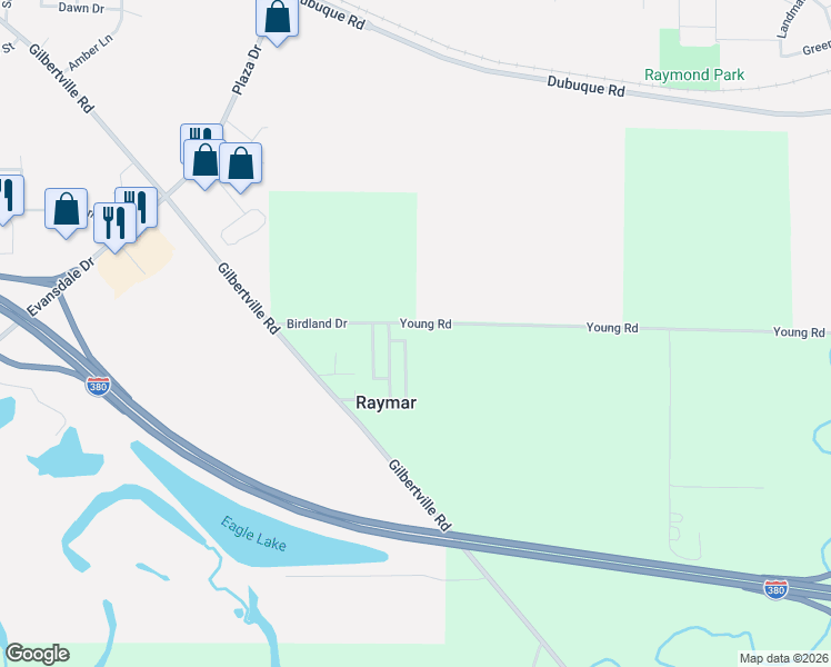 map of restaurants, bars, coffee shops, grocery stores, and more near 4900-5006 Young Rd in Waterloo
