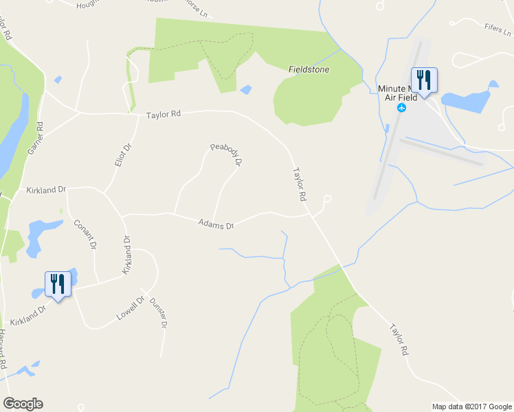 map of restaurants, bars, coffee shops, grocery stores, and more near 33 Adams Drive in Stow