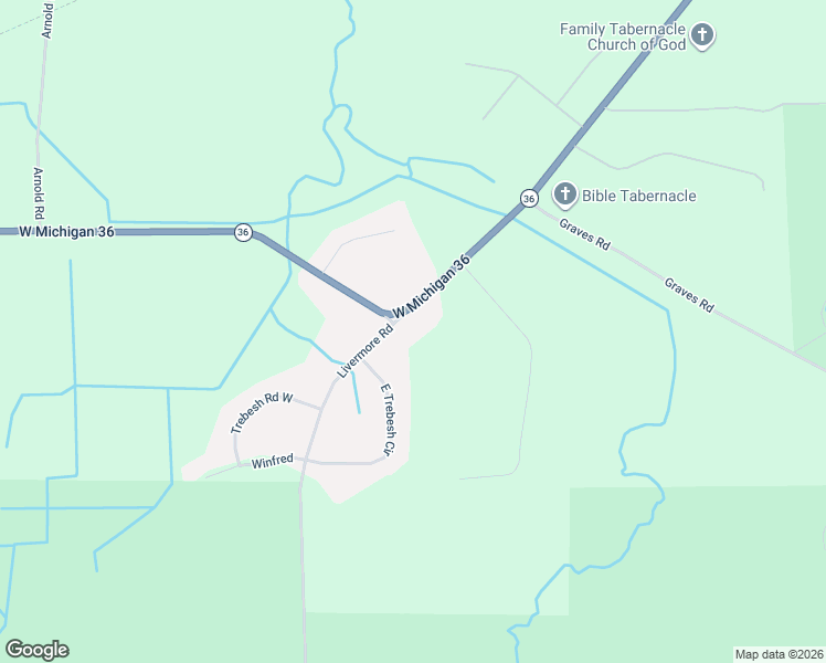 map of restaurants, bars, coffee shops, grocery stores, and more near 15313 Livermore Road in Pinckney