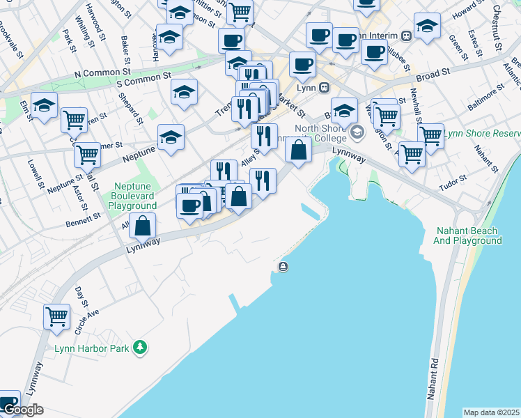 map of restaurants, bars, coffee shops, grocery stores, and more near 330 Lynnway in Lynn