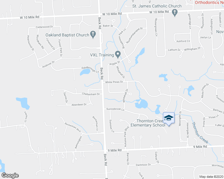 map of restaurants, bars, coffee shops, grocery stores, and more near 23252 Argyle Street in Novi