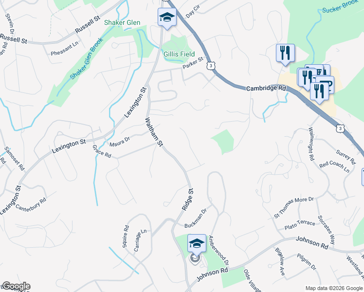 map of restaurants, bars, coffee shops, grocery stores, and more near 12 Heritage Drive in Woburn