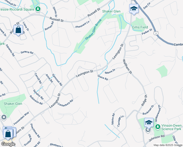 map of restaurants, bars, coffee shops, grocery stores, and more near 314 Lexington Street in Woburn