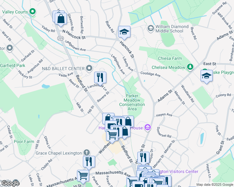 map of restaurants, bars, coffee shops, grocery stores, and more near 5 Taylor Lane in Lexington