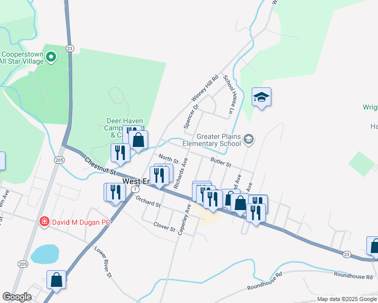 map of restaurants, bars, coffee shops, grocery stores, and more near 99 Butler St in West End