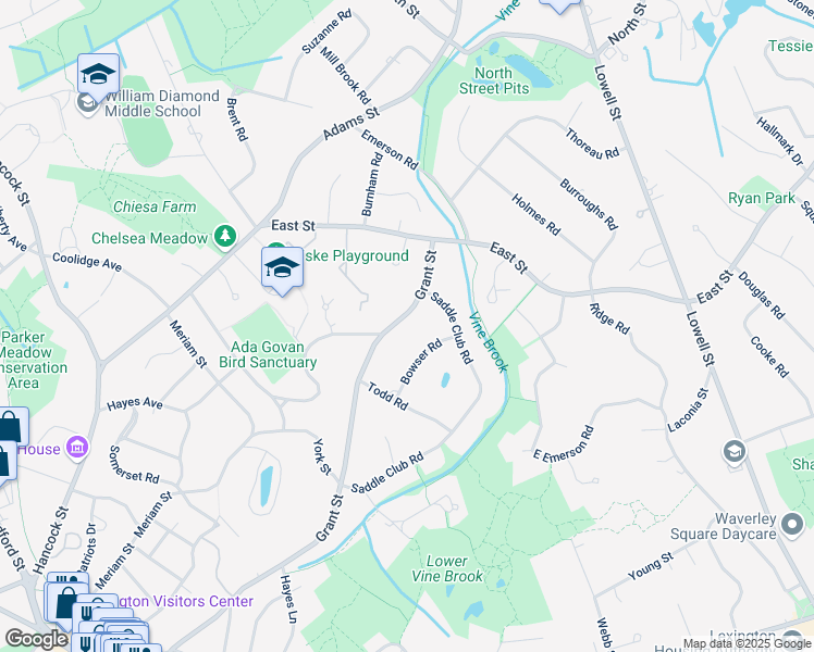 map of restaurants, bars, coffee shops, grocery stores, and more near 181 Grant Street in Lexington