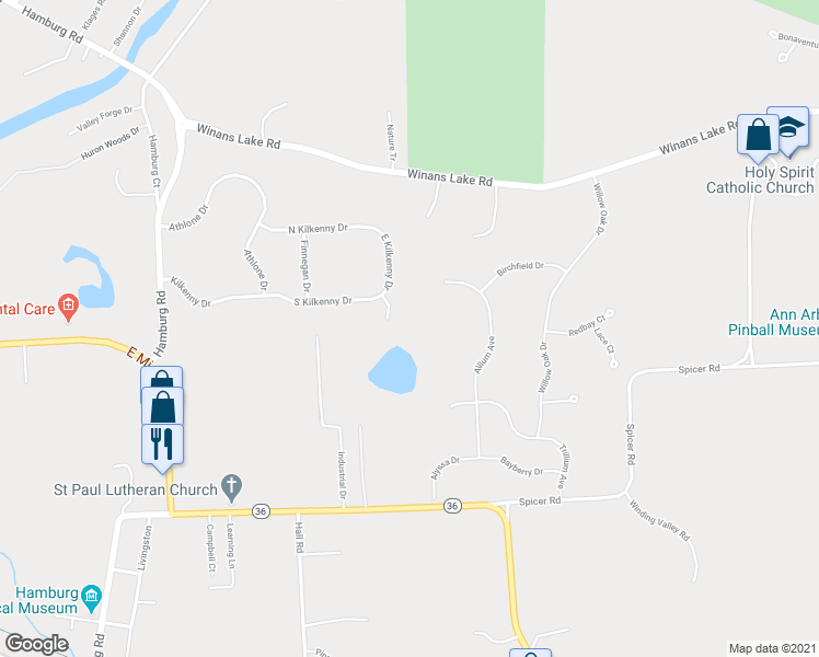 map of restaurants, bars, coffee shops, grocery stores, and more near 9890 Kilkenny Court in Brighton