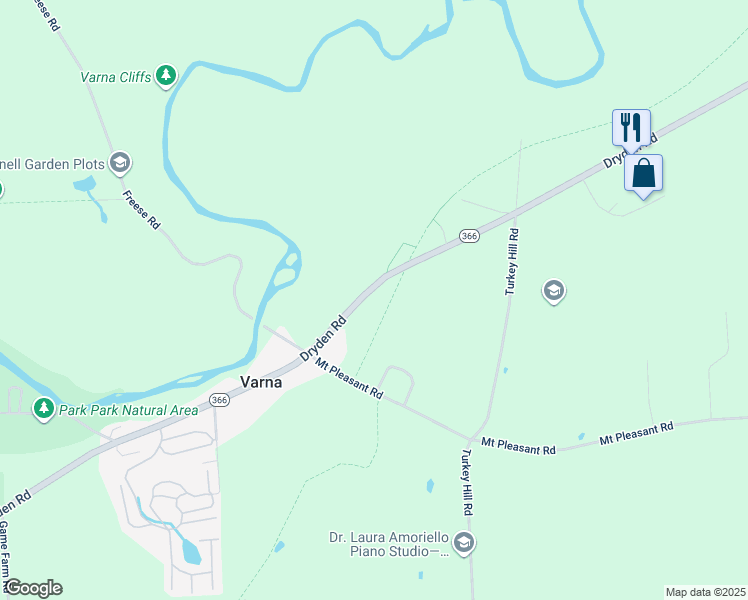 map of restaurants, bars, coffee shops, grocery stores, and more near 1015 Dryden Road in Ithaca