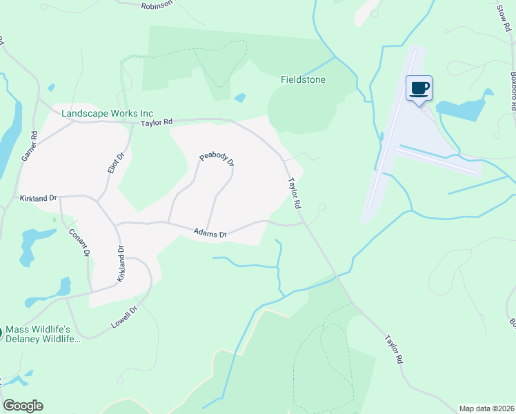 map of restaurants, bars, coffee shops, grocery stores, and more near 33 Adams Drive in Stow