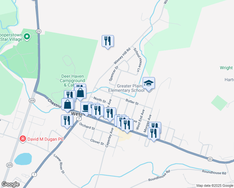 map of restaurants, bars, coffee shops, grocery stores, and more near 79-99 Butler St in West End