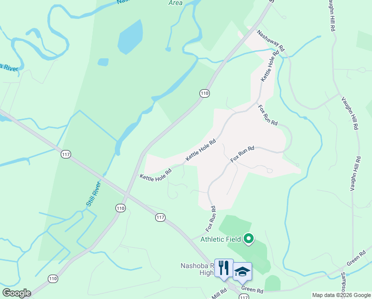 map of restaurants, bars, coffee shops, grocery stores, and more near 54 Kettle Hole Road in Bolton