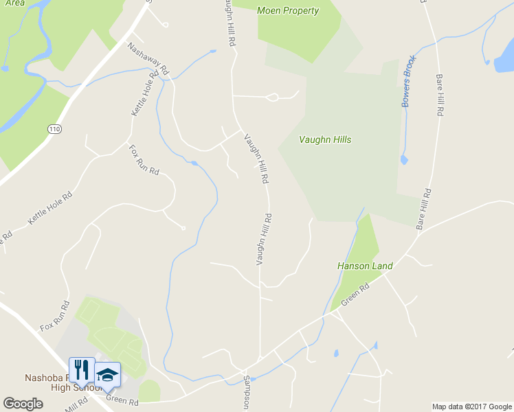 map of restaurants, bars, coffee shops, grocery stores, and more near 98 Vaughn Hill Road in Bolton