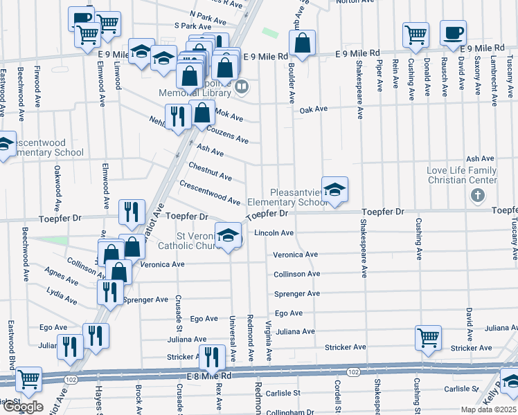 21715 Virginia Avenue, Eastpointe MI Walk Score