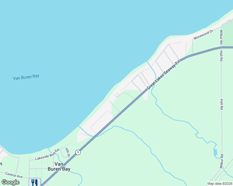 map of restaurants, bars, coffee shops, grocery stores, and more near 5166 New York 5 in Dunkirk