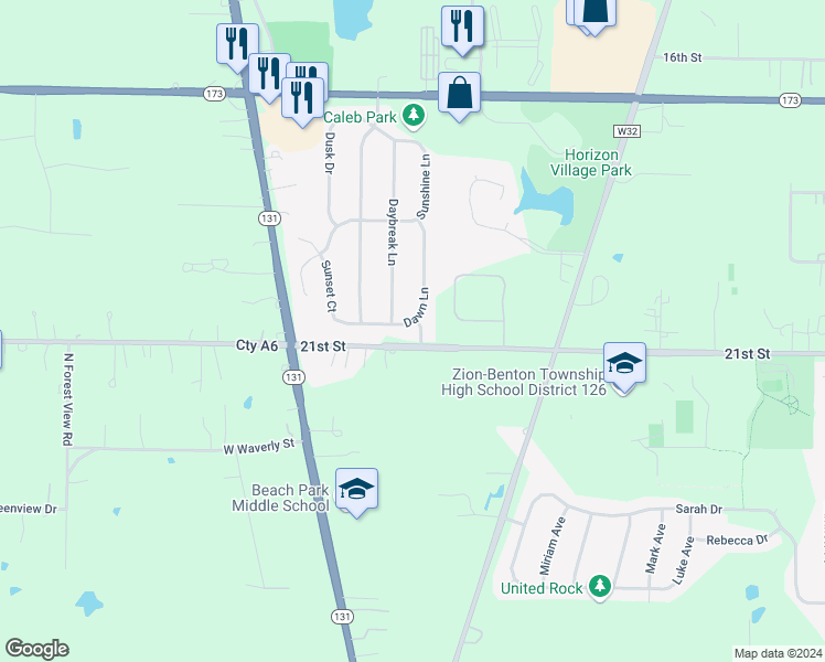 map of restaurants, bars, coffee shops, grocery stores, and more near 2014 Sunnyside Drive in Zion