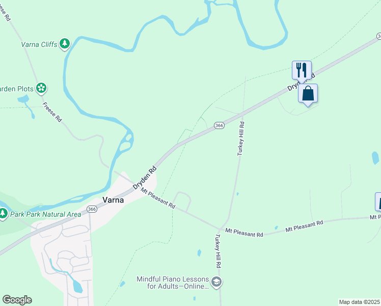 map of restaurants, bars, coffee shops, grocery stores, and more near 1015 Dryden Road in Ithaca