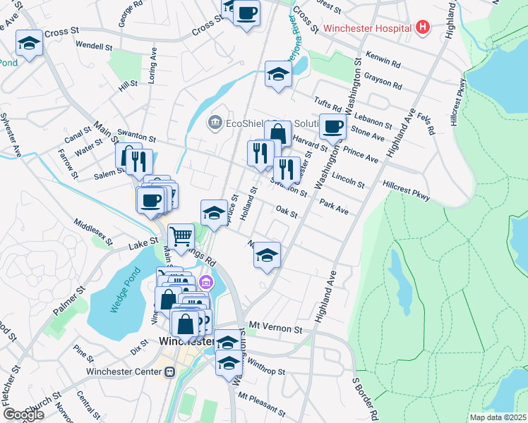 map of restaurants, bars, coffee shops, grocery stores, and more near 81 Nelson Street in Winchester