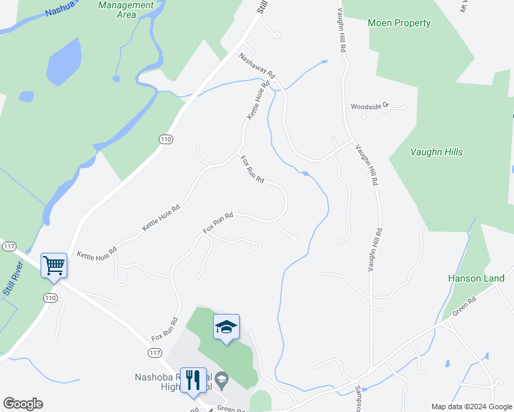 map of restaurants, bars, coffee shops, grocery stores, and more near 144 Fox Run Road in Bolton