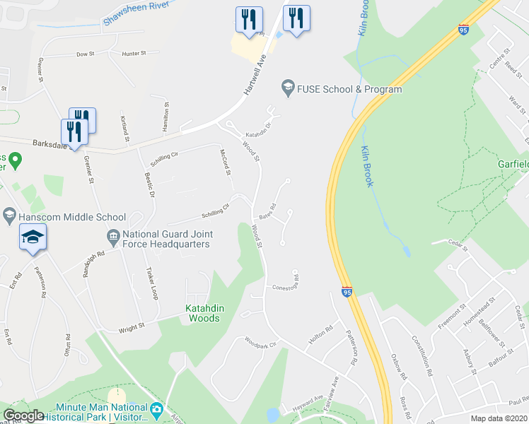 map of restaurants, bars, coffee shops, grocery stores, and more near 251 Wood Street in Lexington