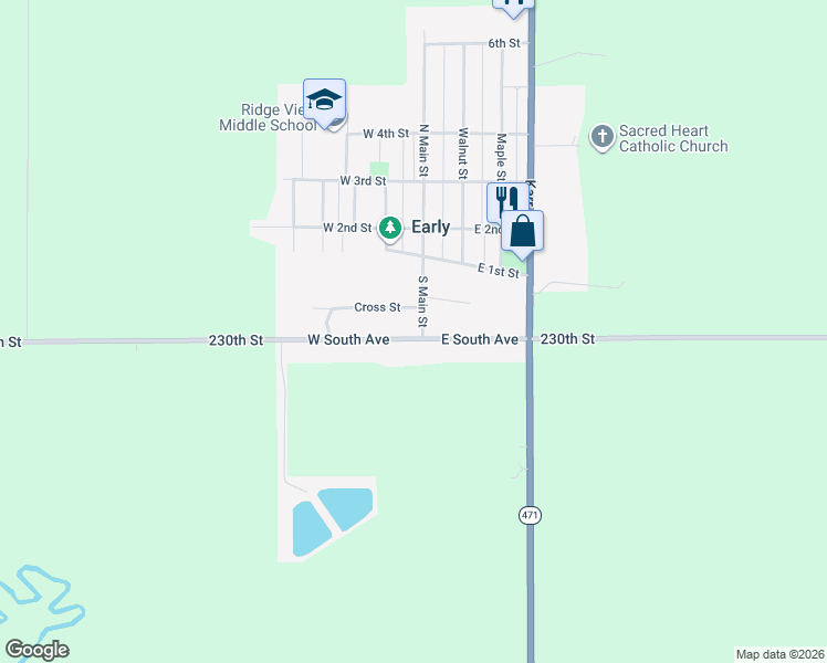 map of restaurants, bars, coffee shops, grocery stores, and more near 105 Cross Street in Early