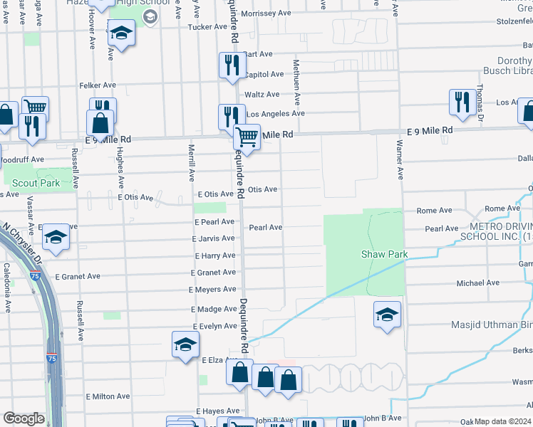 map of restaurants, bars, coffee shops, grocery stores, and more near 1983 Rome Avenue in Warren
