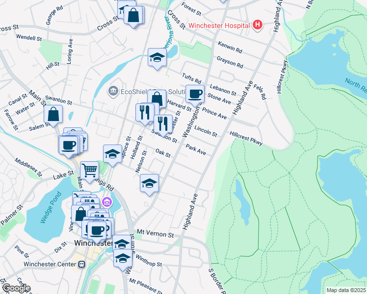 map of restaurants, bars, coffee shops, grocery stores, and more near 5 Governors Avenue in Winchester