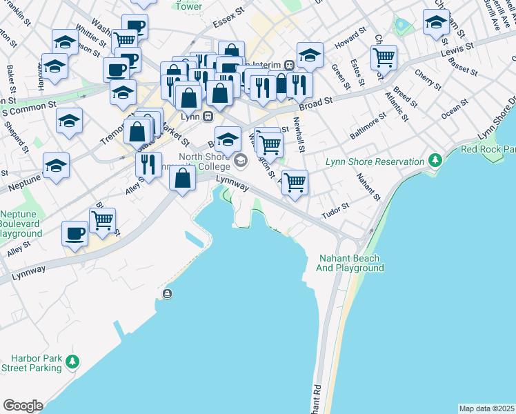 map of restaurants, bars, coffee shops, grocery stores, and more near 152 Lynnway in Lynn
