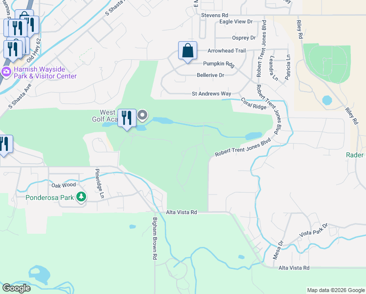 map of restaurants, bars, coffee shops, grocery stores, and more near 126 Prairie Landing Drive in Eagle Point