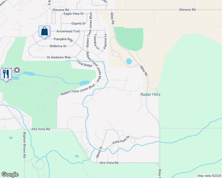 map of restaurants, bars, coffee shops, grocery stores, and more near 1246 Poppy Ridge Drive in Eagle Point