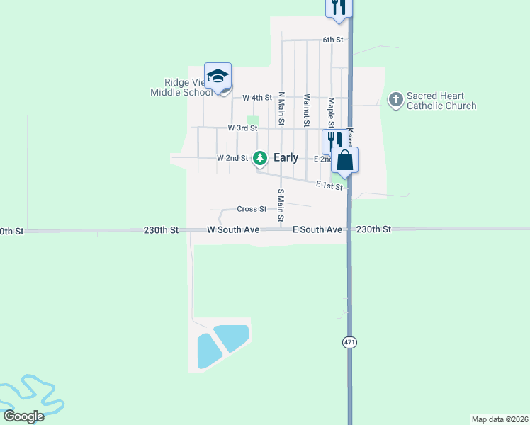 map of restaurants, bars, coffee shops, grocery stores, and more near 105 Cross Street in Early